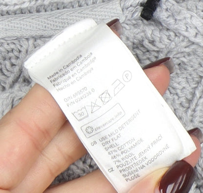 L.O.G.G. Womens Grey Cable-Knit Open Cardigan Size 12