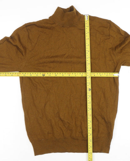 Plectrum by Ben Sherman Brown Merino Wool Mix Roll Neck Jumper S