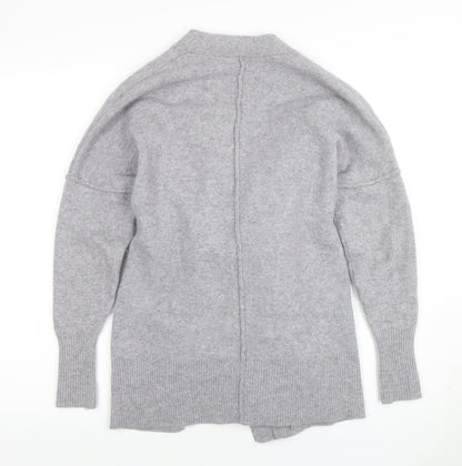 Whistles Women Grey Merino Wool Belted Cardigan Size S