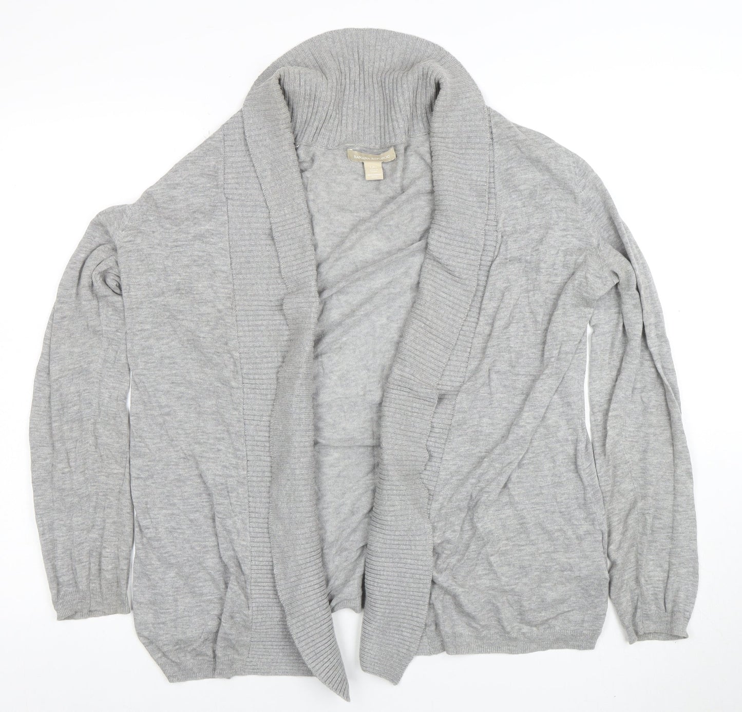 Banana Republic Women's Grey Cotton Roll Neck Cardigan Size L