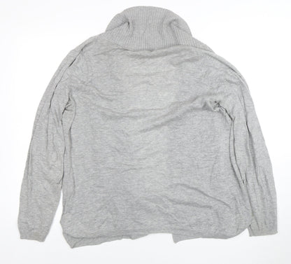 Banana Republic Women's Grey Cotton Roll Neck Cardigan Size L