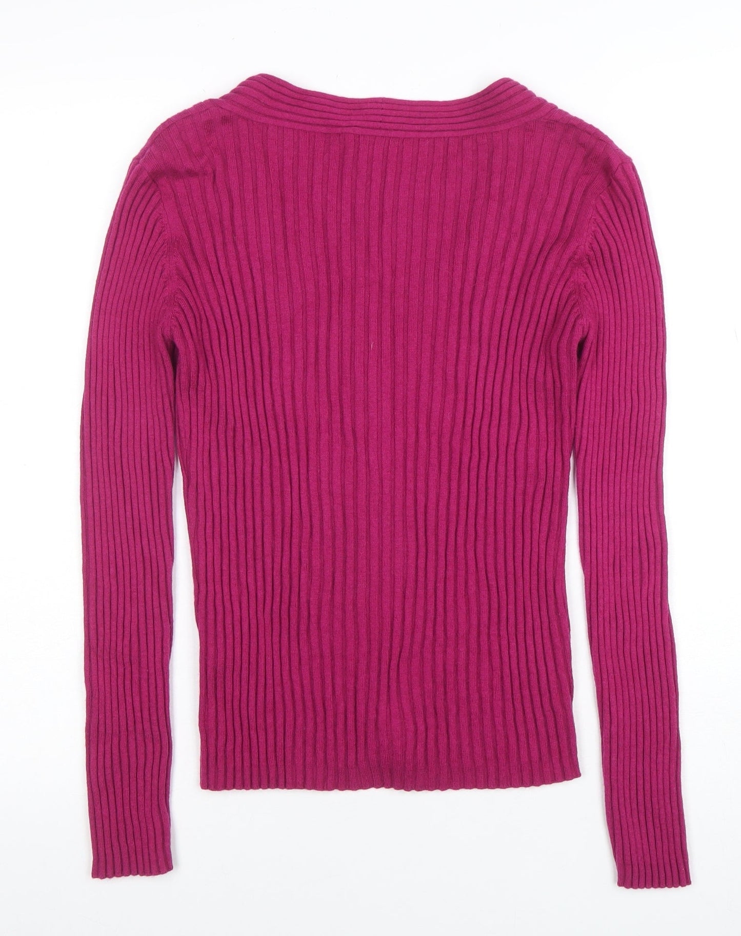 Hobbs Women’s Pink V-Neck Cable Knit Wool Blend Jumper Size 14