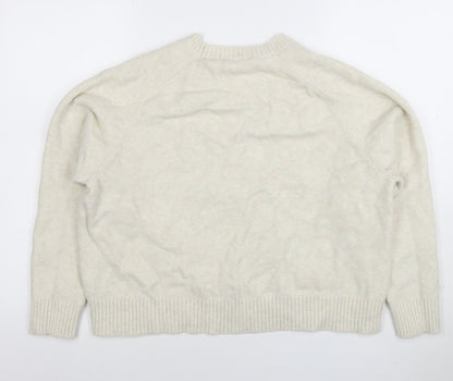 Uniqlo Women Ivory Wool Blend Crew Neck Pullover Jumper XL
