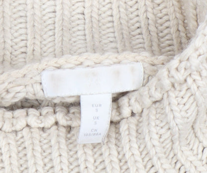 H&M Womens Beige Roll Neck Chunky Knit Jumper Size S