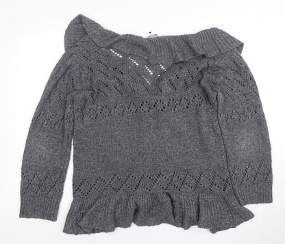 Womens UK Size 14 Lily Essentials Grey Cardigan Jumper