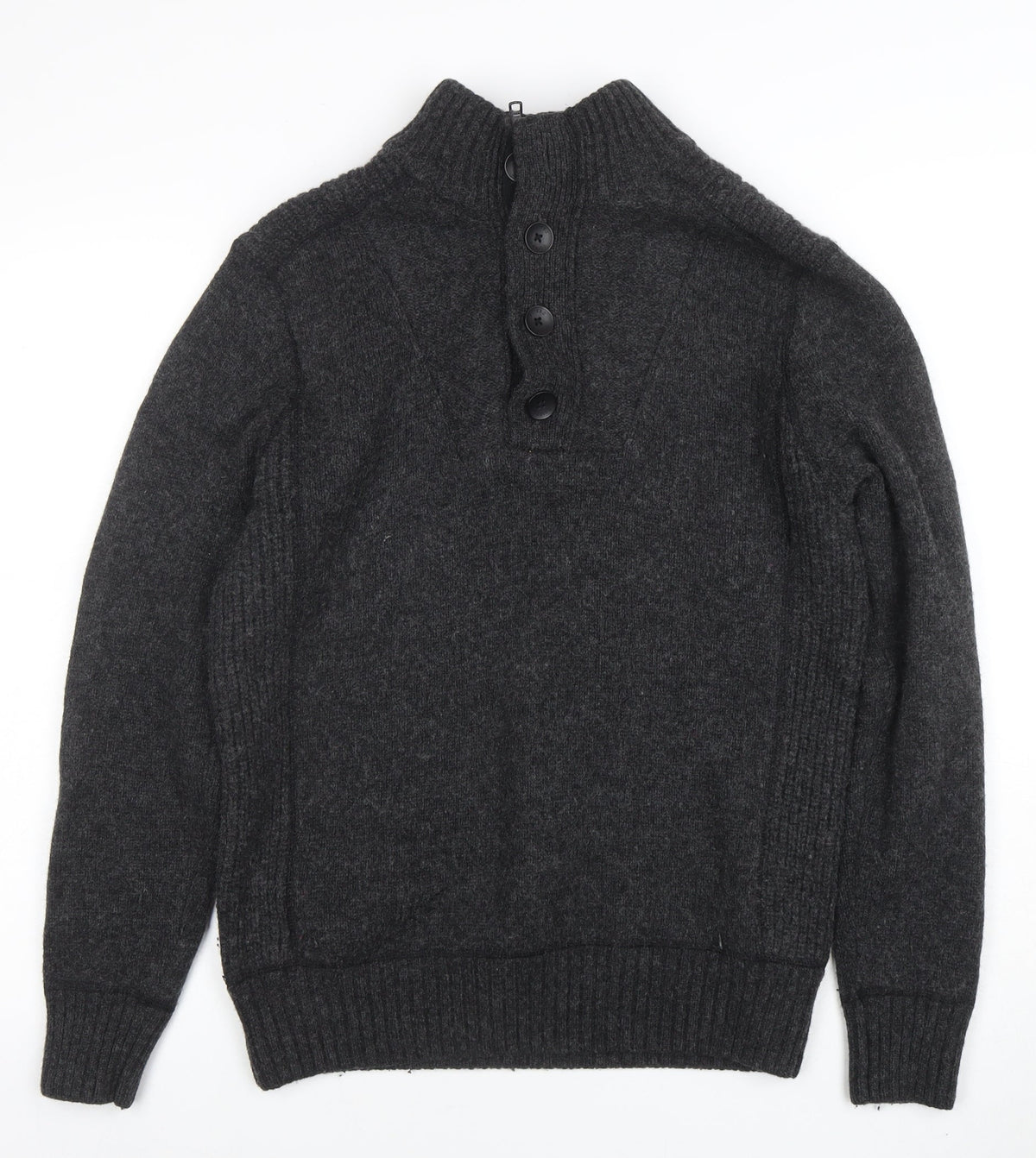 Mens UK Size M NEXT Grey Henley Jumper