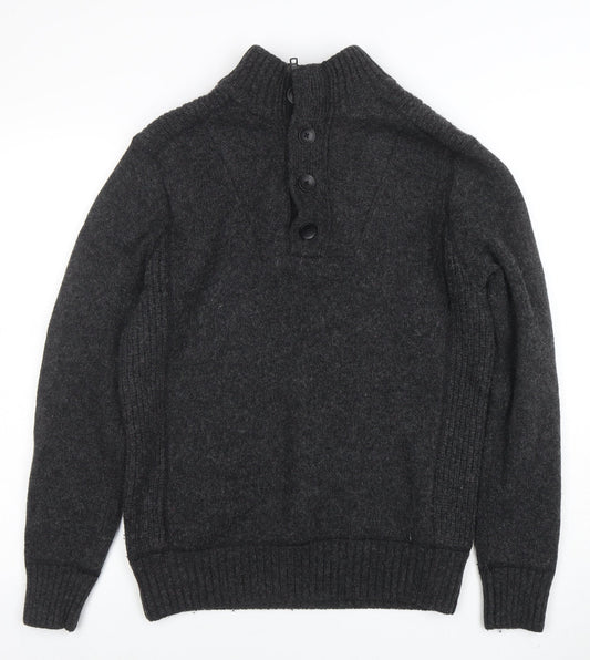 Mens UK Size M NEXT Grey Henley Jumper