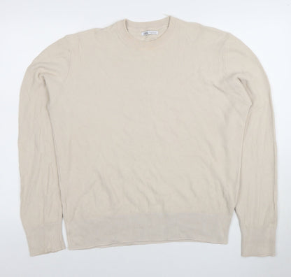 Mens UK Size M Zara Beige Pullover Jumper