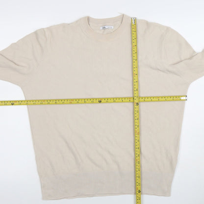 Mens UK Size M Zara Beige Pullover Jumper