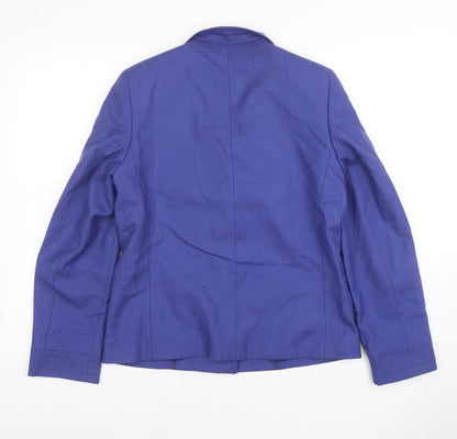 Dereta Women Blue Wool Single-Breasted Suit Jacket UK 10