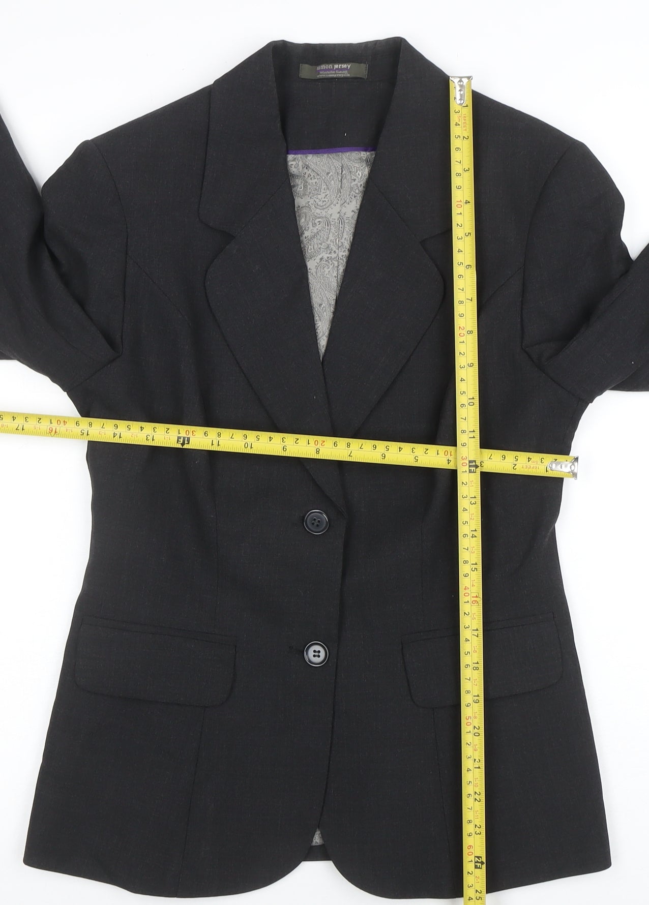 Womens UK Size 8 Simon Jersey Regular Black Suit Jacket