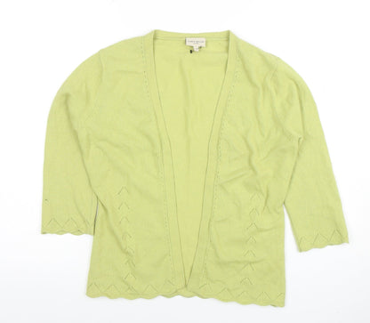 Karen Millen Women Green Cashmere 3/4 Sleeve Open Cardigan Size 12