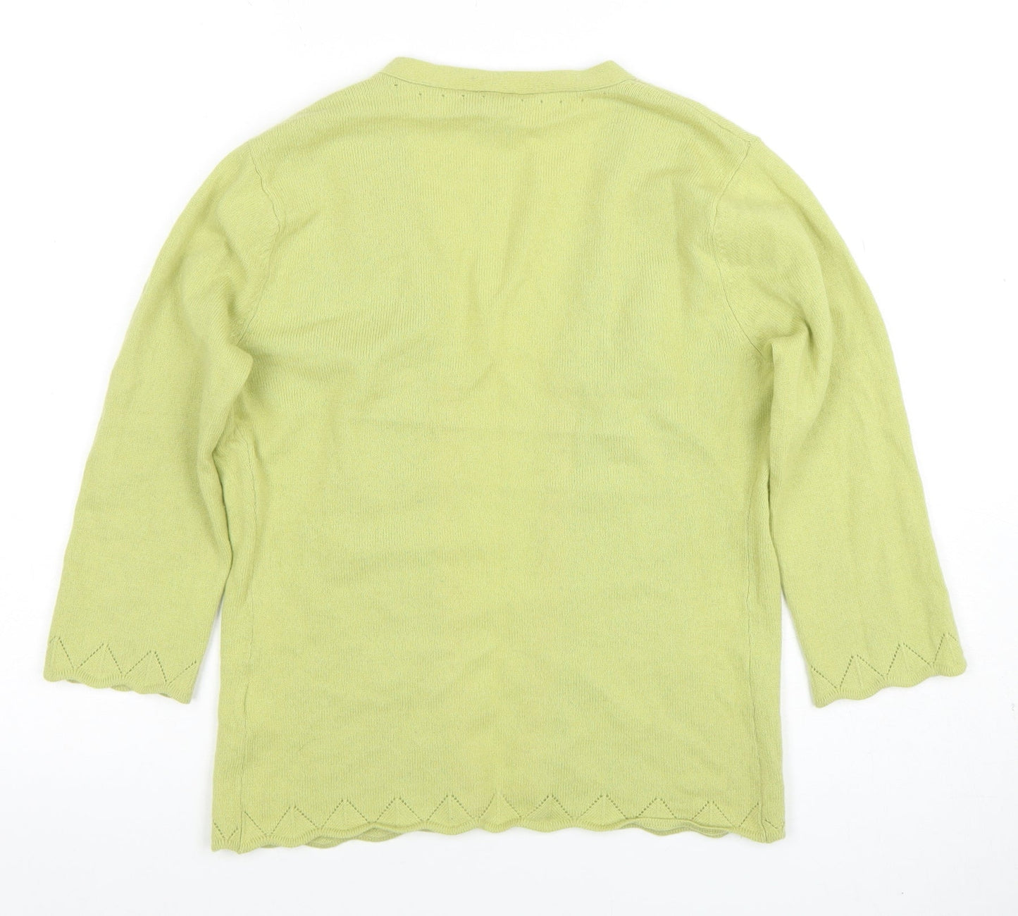 Karen Millen Women Green Cashmere 3/4 Sleeve Open Cardigan Size 12