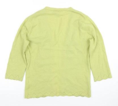 Karen Millen Women Green Cashmere 3/4 Sleeve Open Cardigan Size 12