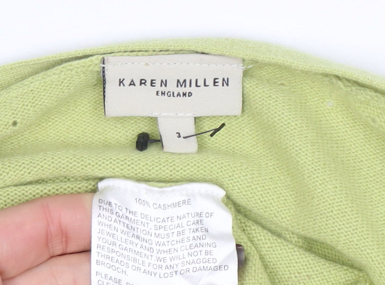 Karen Millen Women Green Cashmere 3/4 Sleeve Open Cardigan Size 12