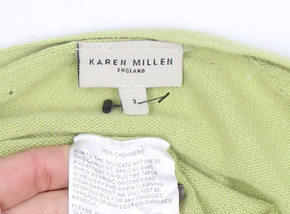 Karen Millen Women Green Cashmere 3/4 Sleeve Open Cardigan Size 12
