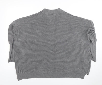 Paisie Women's Grey V-Neck Relaxed Knit Jumper S