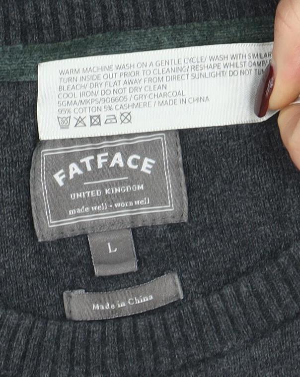 Mens UK Size L FatFace Grey Pullover Jumper