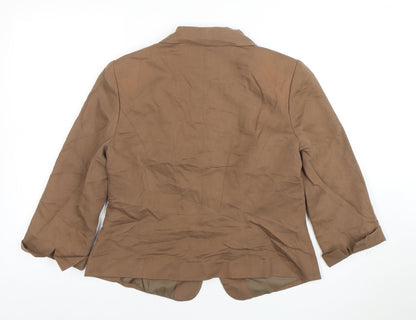 Phase Eight Womens Brown Shawl Collar Linen Blend Blazer Size 14