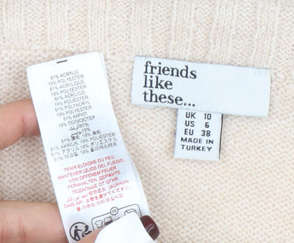 Womens UK Size 10 Friends Like These Beige Pullover Jumper