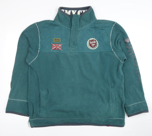 Mens UK Size M Joe Browns Green Henley Sweatshirt