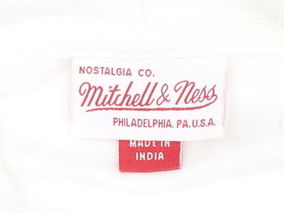 Mens UK Size L Mitchell & Ness White Pullover Hoodie