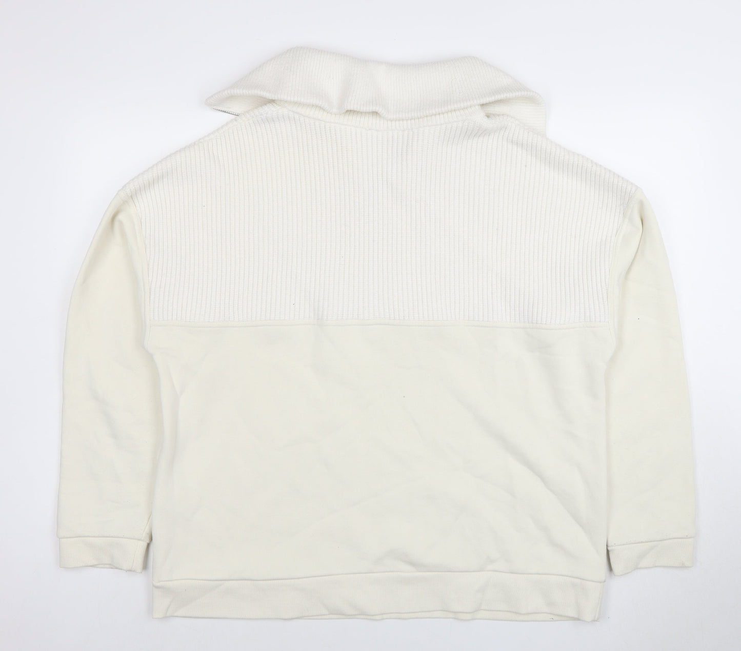 Mens UK Size L Zara Ivory 1/2 Zip Sweatshirt