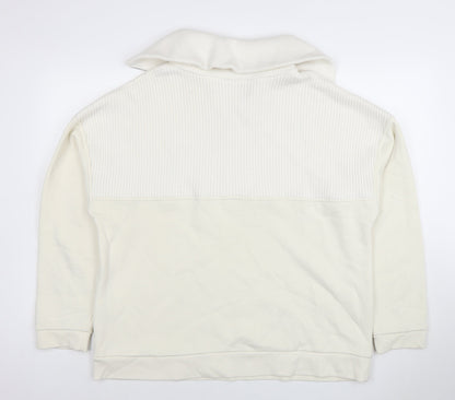 Mens UK Size L Zara Ivory 1/2 Zip Sweatshirt