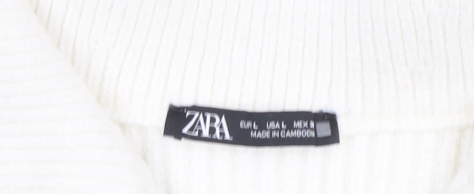 Mens UK Size L Zara Ivory 1/2 Zip Sweatshirt