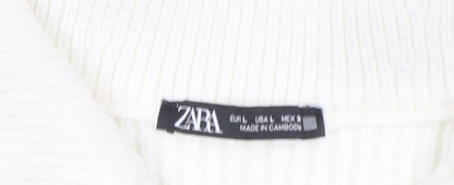 Mens UK Size L Zara Ivory 1/2 Zip Sweatshirt