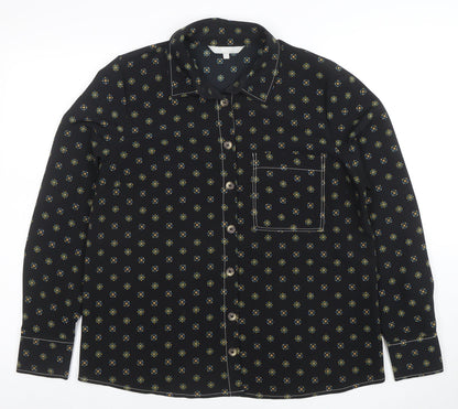 Womens UK Size 14 Red Herring Black Classic Button-Up