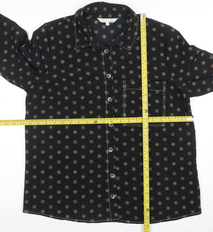 Womens UK Size 14 Red Herring Black Classic Button-Up