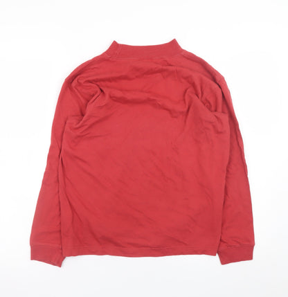 Jumper Mens Red Mock Neck Long Sleeve Cotton T-Shirt Size S