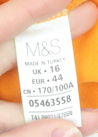 Womens UK Size 16 Marks and Spencer Orange Basic T-Shirt