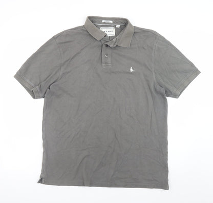 Jack Wills Men's Grey Cotton Polo Shirt L Regular Fit