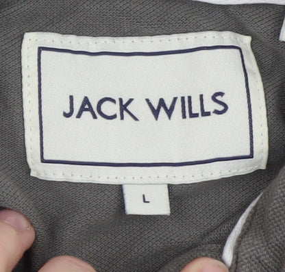 Jack Wills Men's Grey Cotton Polo Shirt L Regular Fit