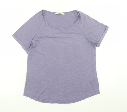 Oasis Women Purple Short Sleeve Basic T-Shirt Size S