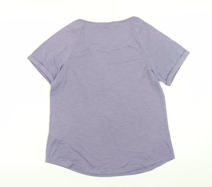 Oasis Women Purple Short Sleeve Basic T-Shirt Size S