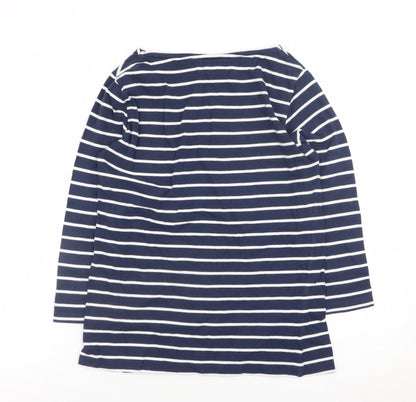 Crew Clothing Company Womens Blue Striped Boat Neck Cotton Top Size 8
