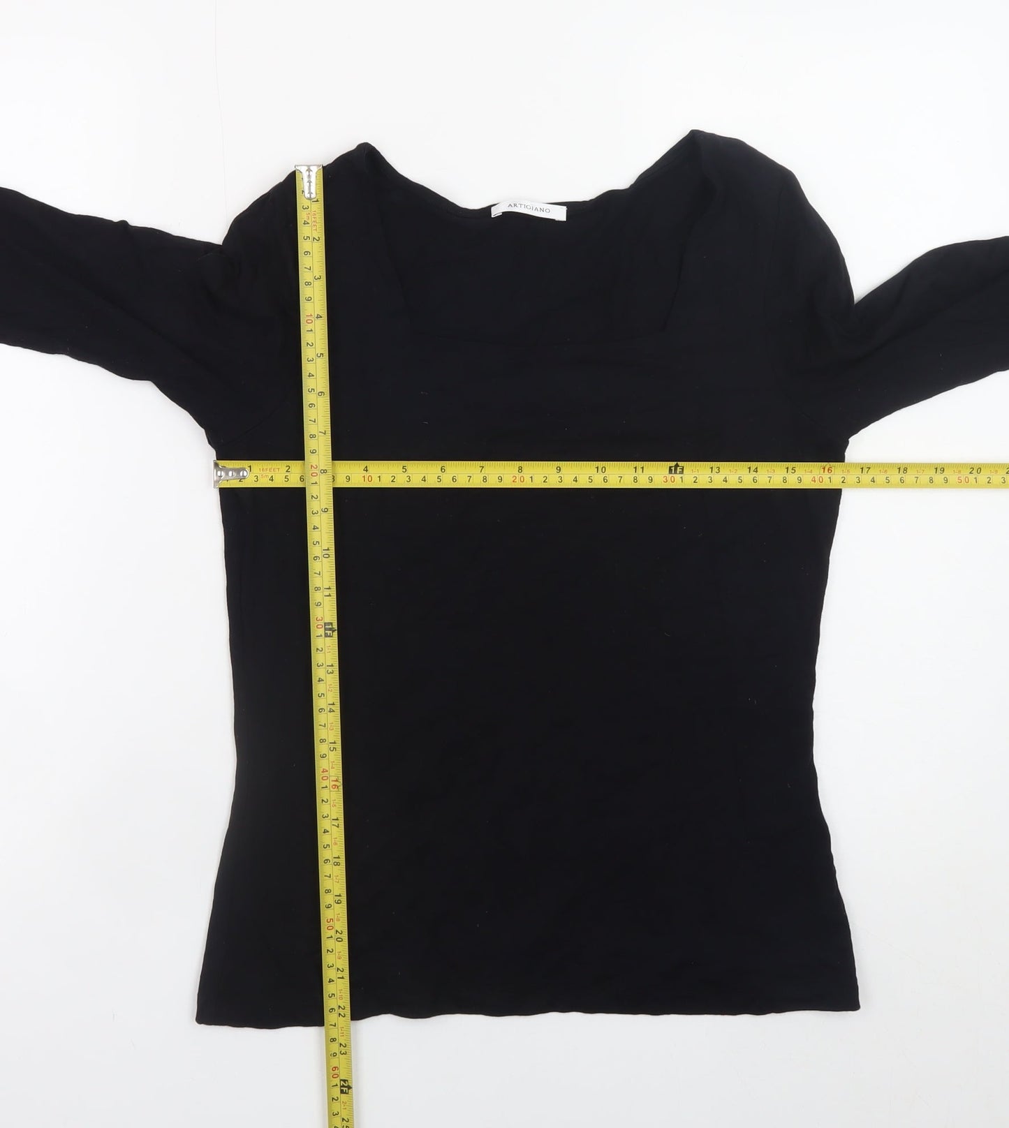 Womens UK Size 14 Artigiano Black Basic T-Shirt