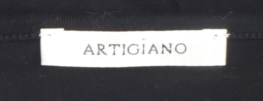 Womens UK Size 14 Artigiano Black Basic T-Shirt