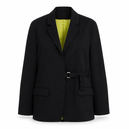 Karen Millen Women Black Wool Blazer Coat Size 10 Classic Lined