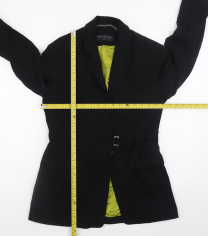 Karen Millen Women Black Wool Blazer Coat Size 10 Classic Lined