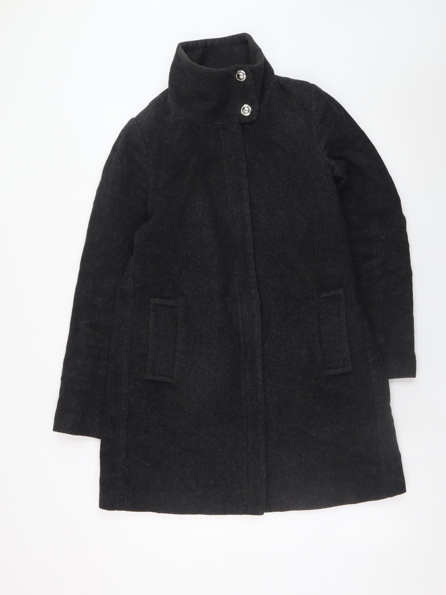 Womens UK Size 8 Mango Black Overcoat