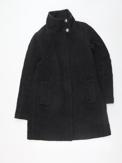 Womens UK Size 8 Mango Black Overcoat