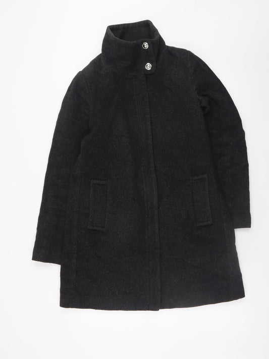 Womens UK Size 8 Mango Black Overcoat