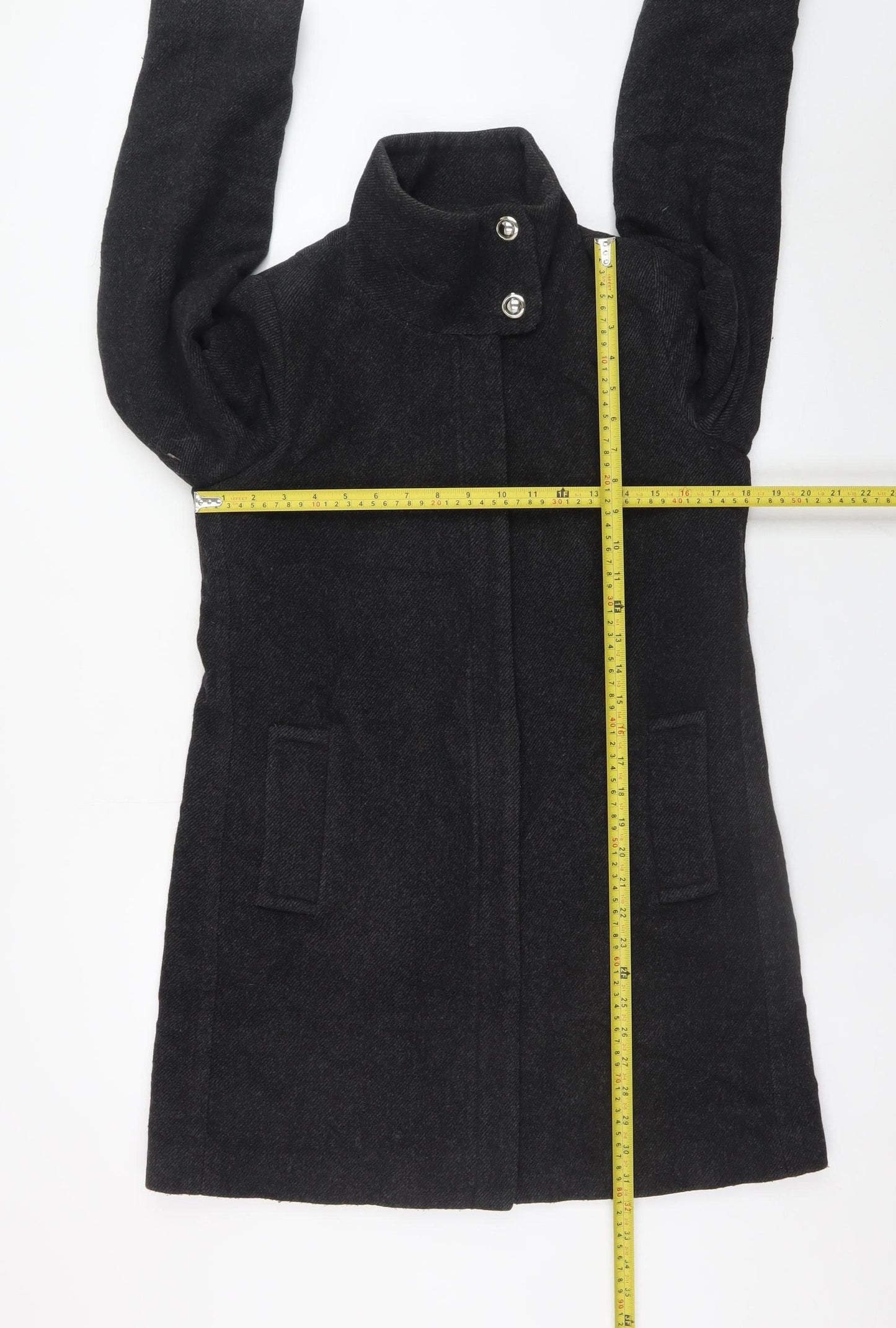 Womens UK Size 8 Mango Black Overcoat