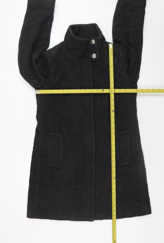 Womens UK Size 8 Mango Black Overcoat