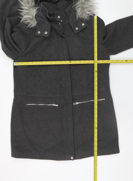 Womens UK Size 14 New Look Grey Parka Coat