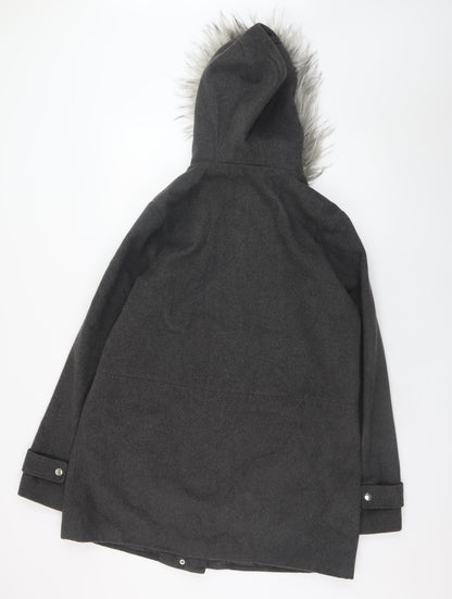 Womens UK Size 14 New Look Grey Parka Coat